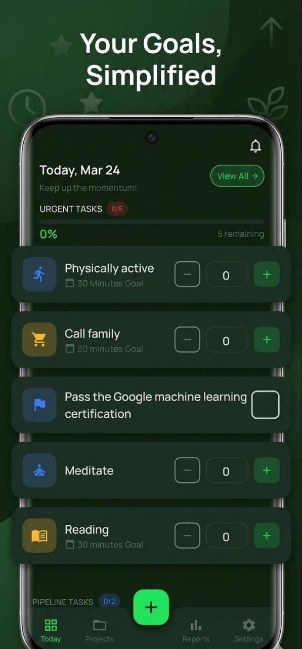 GoalFrame Mobile Application View with AI Coaching
